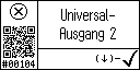German text view of event 104 for the universal output 2 (5A) high