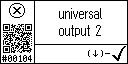 English text view of event 104 for the universal output 2 (5A) high