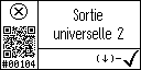 French text view of event 104 for the universal output 2 (5A) high