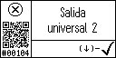 Spanish text view of event 104 for the universal output 2 (5A) high