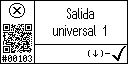 Spanish text view of event 103 for universal output 1 (1A) high