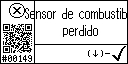 Spanish text view of event 149 for fuel level sensor communication lost