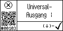 German text view of event 103 for universal output 1 (1A) high
