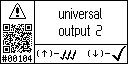 English text view of the warning event 104 for the universal output 2 (5A) high