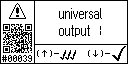 English text view of the warning event 39 for the universal output 1A