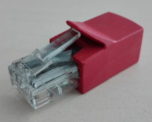 fpCAN termination resistor 120 Ohm with RJ45 connector, red RAL 3000 with FP logo