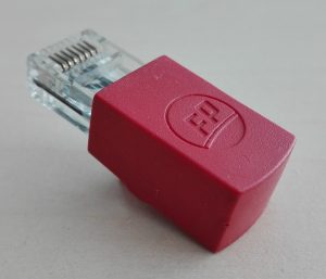fpCAN termination resistor 120 Ohm with RJ45 connector, red RAL 3000 with FP logo